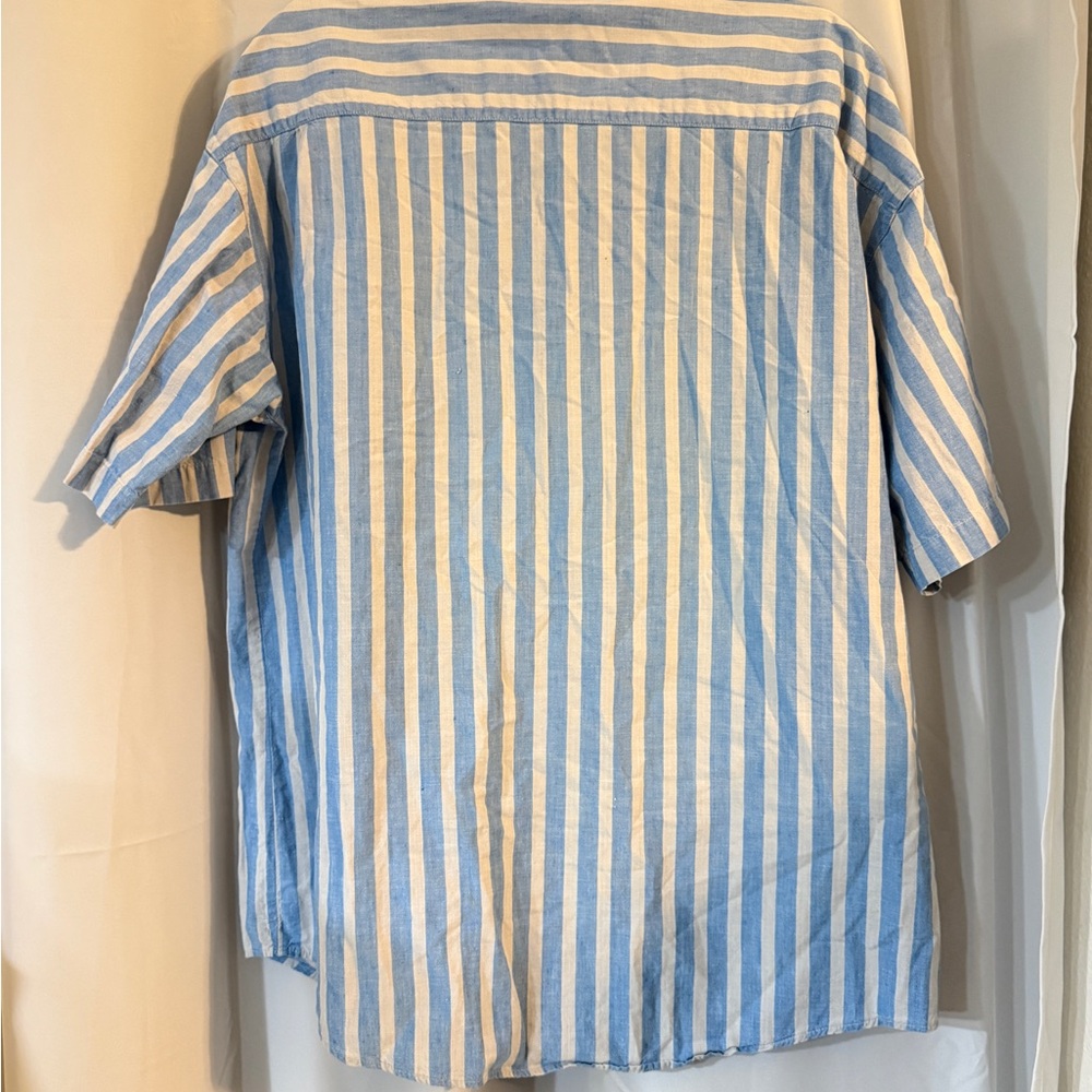 Vintage Cucamonga Striped Cotton Shirt | Blue & White | Size L - Picture 6 of 8